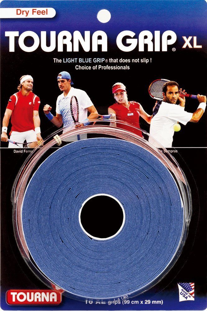 TOURNA Grips XL 10 Pack Original Dry Feel Blue Tennis Racquet Overgrips 