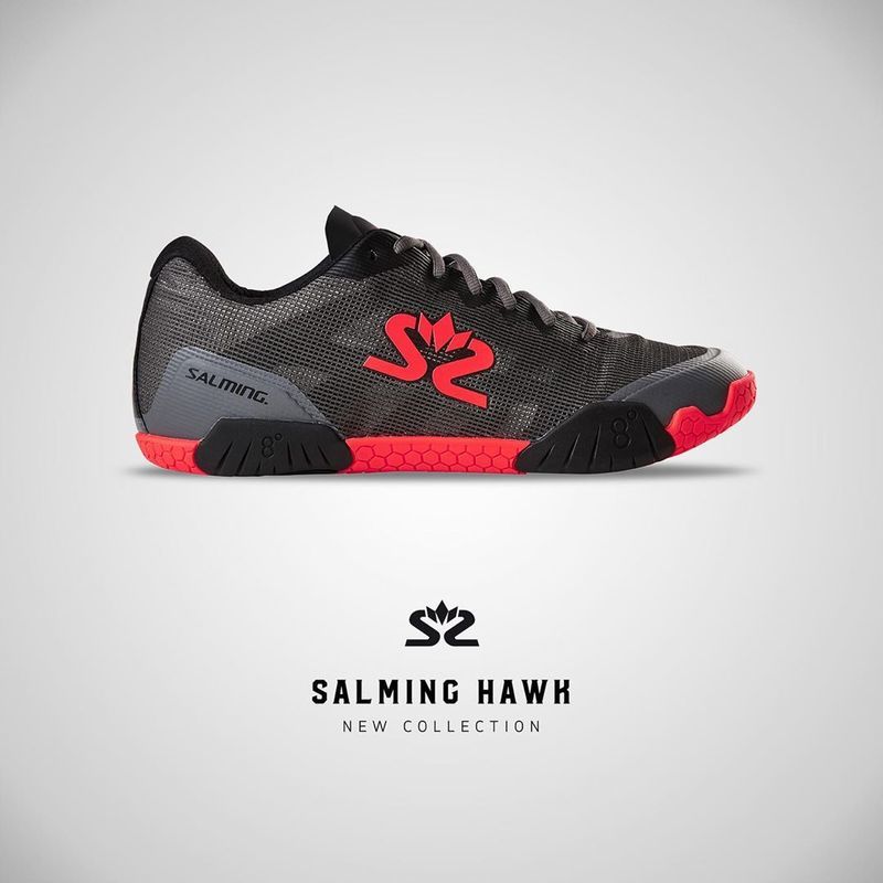 Salming Hawk Court Men Indoor Court Shoe White/Black/Flame Red