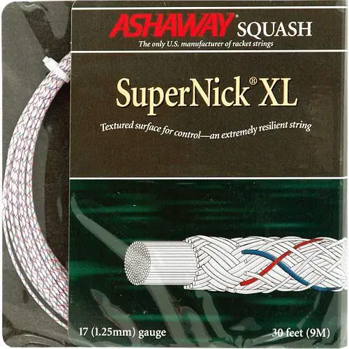 9 m. ASHAWAY SuperNick XL Squash les cordes pour raquettes de jauge 17 1.25 mm 
